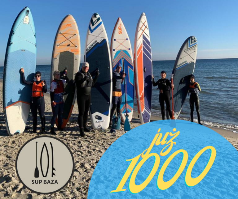 Read more about the article Mamy pierwszy 1000 OBSERWUJĄCYCH stronę SUP BAZY Orłowo przy Plaży!